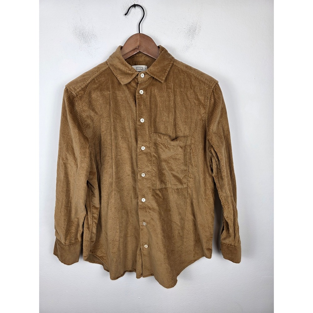 AYR Deep End Tan Corduroy Button Down Shirt Womens XS Long Sleeve Cotton Top